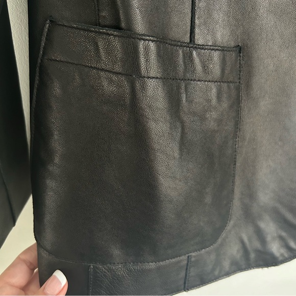 Buttery Soft 100% Leather One Button Single Breasted Blazer Jacket Size Large - Picture 4 of 15